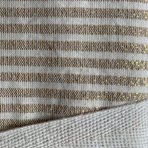 Max Studio Gold Beige Striped Cotton Metallic Tablecloth Christmas 60 x 104" New